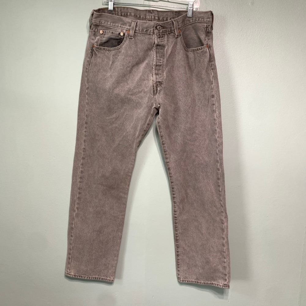 Levi's Mens 38x32 501 Original Fit Jeans Straight Leg Grey Cotton Button Fly